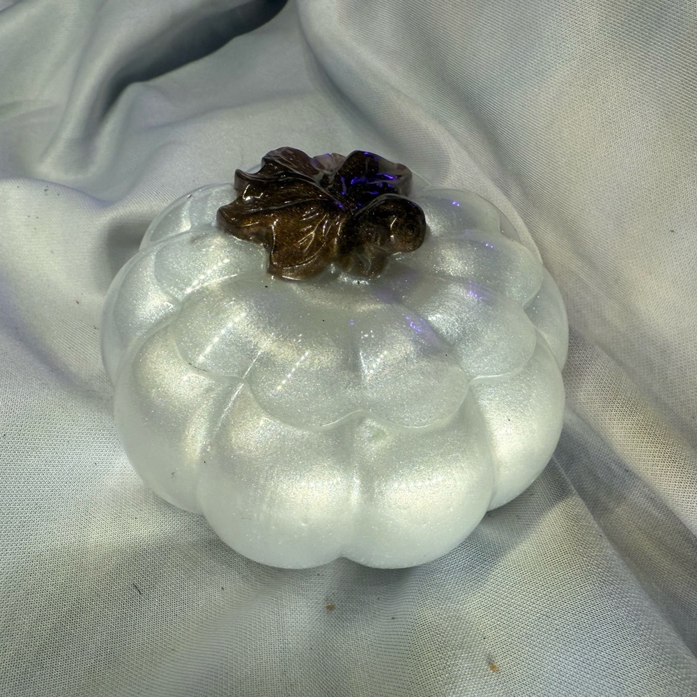 White Glass Pumpkin Decor
